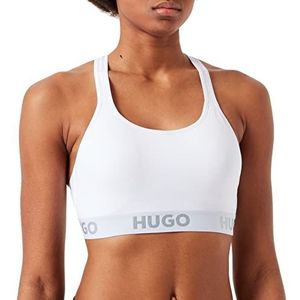 HUGO Bralette Padded Sporty Logo bralette voor dames, van stretch-katoen met logo-band, White100, L