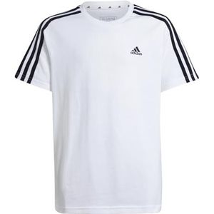 adidas Meisjes Essentials 3-Stripes Cotton Loose Fit Boyfriend Tee, WHITE/BLACK, 9-10 Years