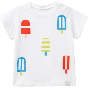 United Colors of Benetton T-shirt voor jongens, Wit, 68 cm