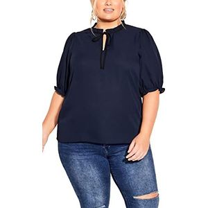 City Chic Dames Plus Size Top Demure Detail Blouse, marineblauw, 42 grote maten