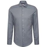 Seidensticker - Businessoverhemd - Donkerblauw - Slim 1/1 Kentkraag Pepita