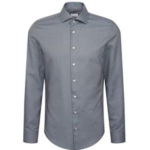 Seidensticker - Businessoverhemd - Donkerblauw - Slim 1/1 Kentkraag Pepita