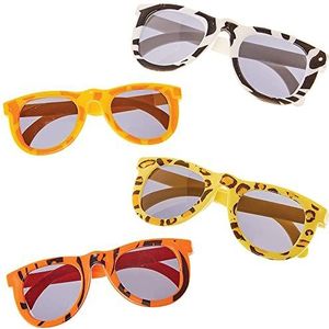 Baker Ross FX821 Safari Print Leuke Zonnebrillen - Set van 4, feestzakvullers voor kinderen