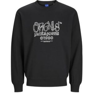 JACK & JONES Jorbushwick-sweatshirt met ronde hals, overall, zwart, maat S heren, Zwart, S