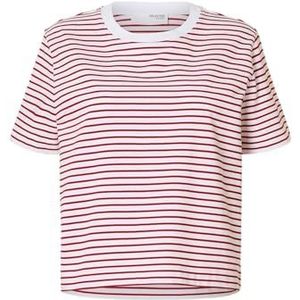 Selected Femme - ESSENTIAL - T-shirt - Boxy Fit - Gestreept - Puur Katoen
