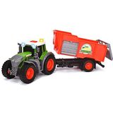 Dickie Toys - Fendt tractor met aanhanger (26 cm) - tractorspeelgoed voor kinderen vanaf 3 jaar met vrijloopmechanisme, licht, geluid en andere functies, incl. hooibal om te spelen