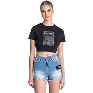 Gianni Kavanagh Black Chromatica Cropped Tee T-shirt voor dames, Zwart, XL