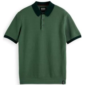 Gestructureerde gebreide solide polo, Sage Green 300, XL