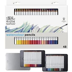 Winsor & Newton 0490057 aquarelpotloden, 48 levendige kleuren, aquarel, kunstenaar, kleurpotlodenset