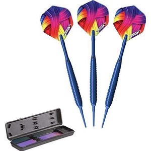 Elkadart Neon Soft Tip dartpijlen met opberg/reisetui, 18 gram