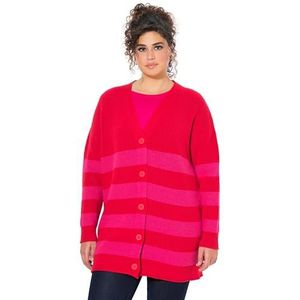 Ulla Popken - Gebreid Vest - Mauve/Rood - Lange Mouwen - V-hals