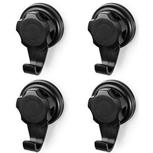 Compactor Set van 4 kleine haken, zuignap: TPU en ABS, zwart, klein