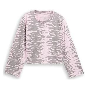 TOM TAILOR - Shirt - Grijs/Rosa - Lange Mouwen - Losse Pasvorm