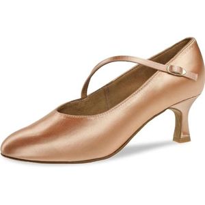 Diamant Dansschoenen voor dames 166-278-094 - satijn beige - 5 cm flare hak - suède zool - Made in Germany, beige, 42 EU