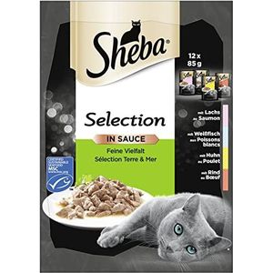 Sheba Selection In Saus, Kattenvoeding In Verse Verpakking, Natte Voeding Voor De Dagelijkse Verwenmomenten, 48 x 85 g