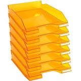 Exacompta - ref. 113246D - Set van 6 Brievenbakken COMBO MIDI - Afmetingen: 34,6 x 25,5x 6,5 cm - voor A4-documenten + - kleur oranje doorzichtig glanzend