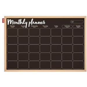 Memobe - Krijtbord magnetisch zwart - maandplanner - in frame van hout - bord voor woning, keuken, kantoor, school - wandplanner - schrijfbord - organisatiebord muur - 60 x 40 cm
