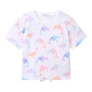 TOM TAILOR T-shirt voor meisjes, 35353 - Multicolor Dolphin Print, 104/110 cm