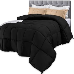 Utopia Bedding All Season 250 GSM Dekbed - Pluche gesiliconiseerde Fiberfill Comforters Queen Size - Doos gestikt (Volledig/Koningin, Zwart)