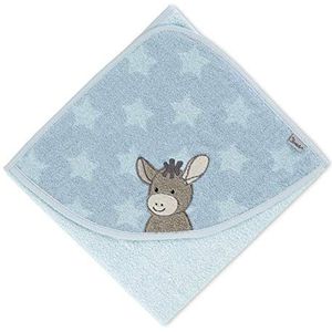 Sterntaler Badhanddoek met capuchon ezel Emmi, leeftijd: vanaf 0 maanden, 80 x 80 cm, lichtblauw met sterren