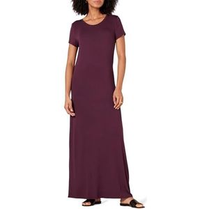 Amazon Essentials Maxi-jurk met korte mouwen voor dames, bordeauxrood, S