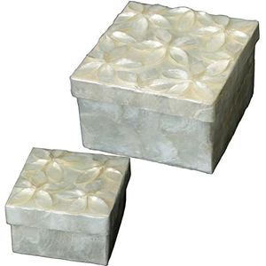 DONREGALOWEB Set van 2 vierkante dozen van parelmoer