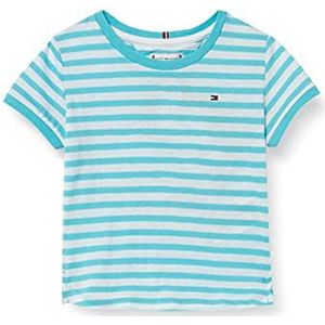 Tommy Hilfiger Essential Stripe Top S/S overhemd voor meisjes en meisjes, blauw/wit, 4