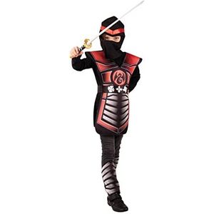 PartyXPeople Ninja kinderkostuum vechters superheld vechtkunst verkleding zwart-rood 12708-116
