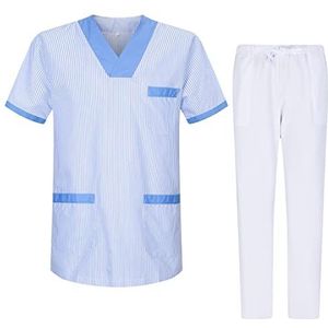 MISEMIYA - Unisex sanitaire pyjama's gezondheiduniformen medische uniformen G713-6802, Hemelsblauw T817-4, XS