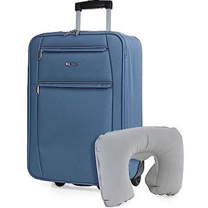 ITACA - Stijve Cabine Suitcase 20 Klein Reis Koffer met Wielen - EVA Hand Koffer 55x40x20 met Telescoopsteel - Lichtgewicht Cabin Max Hanbagage Luggage met TSA-cijferslot T71950B, Denim Blauw