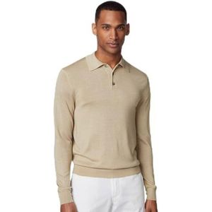 Hackett London Heren GMD Merino Silk Polo Pullover Sweater, Bruin (Taupe), XL, Bruin (Taupe), XL
