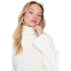 Trendyol Dames coltrui effen oversized sweater sweatshirt, Ecru, L, Ecru, L