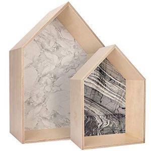 Homemania Abstract boekenkast, wandrek, meerkleurig, van berkenhout, 34 x 15 x 49 cm