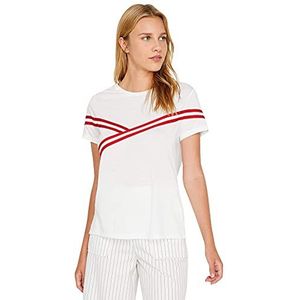 Koton Dames T-shirt met gestikte bandjes, wit (wit 001), M