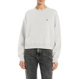REPLAY Boxy fit sweatshirt voor dames van katoen, 011, natuurlijk wit., L