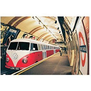 Artopweb VW Camper Tube Train (decoratieve panelen 90 x 60 cm), hout, multicolor, 90 x 1,8 x 60 cm