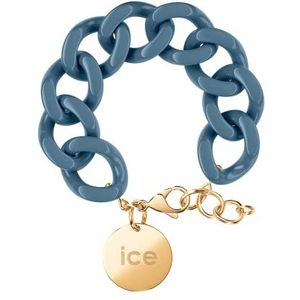 ICE - Jewellery - Chain bracelet - Blue horizon - Gold - Blauwe XL mesh armband voor vrouwen met gouden medaille (020919)