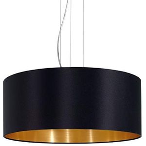 EGLO Maserlo Hanglamp - 3 lichts - E27 - Ø 53 cm - Stof - Zwart, Goud