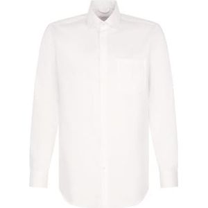 Seidensticker Zakelijk overhemd voor heren, regular fit, strijkvrij, kent-kraag, lange mouwen, 100% katoen, wit, 45