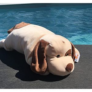 Uni-Toys - Pluche kussen - hond bruin-beige - ultrazacht - 57 cm (lengte) - pluche dier, knuffeldier
