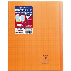 Clairefontaine - Ref 984409C - Koverbook Genieten PP Notitieboek (48 pagina's) - 24 x 32cm formaat, vierkante liniaal, 90gsm geborsteld vellum papier, Polypro Cover - Oranje