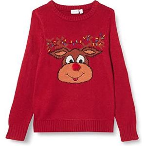 NAME IT Unisex Nknrichristmas Ls Knit Pullover, jester rood, 134/140 cm