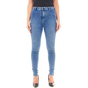 M17 Vrouwen Dames Hoge Taille Denim Jeans Skinny Fit Casual Katoenen Broek Broek Met Zakken, Zuurblauw, 50