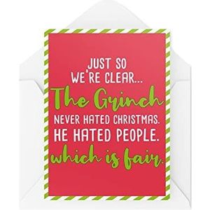 Grappige kerstkaarten | The Grinch Hated People Card | For Her Hem Nieuwigheid Film Grumpy Scrooge Song Mum Dad Banter Silly Festive| CBH708