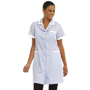 Siggi Horeca Monterey Dameshemd, Strepen Wit/Lichtblauw, 3XL