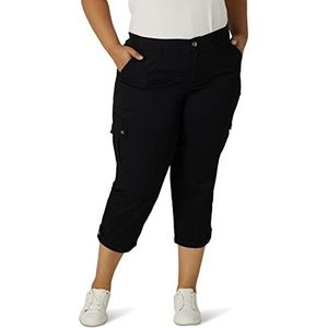 Lee Women's Size Flex-to-Go Mid-Rise Relaxed Fit Cargo Capri Pant, Black, 20 Plus