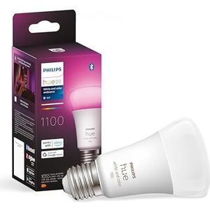 Philips Hue Standaard Lamp 1-Pack - E27 - Duurzame LED Verlichting - Smart Lamp - Wit en Gekleurd Licht - Dimbaar - Verbind met Bluetooth of Hue Bridge - Werkt met Alexa en Google Home