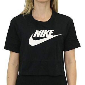NIKE Dames W Nsw Tee Essntl Crp Icn Ftra T-shirt, zwart/(wit), L UK