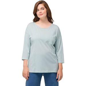 Ulla Popken Damespyjama shirt met borstzak pyjamaset, turquoise, 50/52 NL