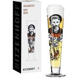 Bierglas 330 ml - Serie Heldenfest, Motief nr. 9 - Barber - rond en meerkleurig